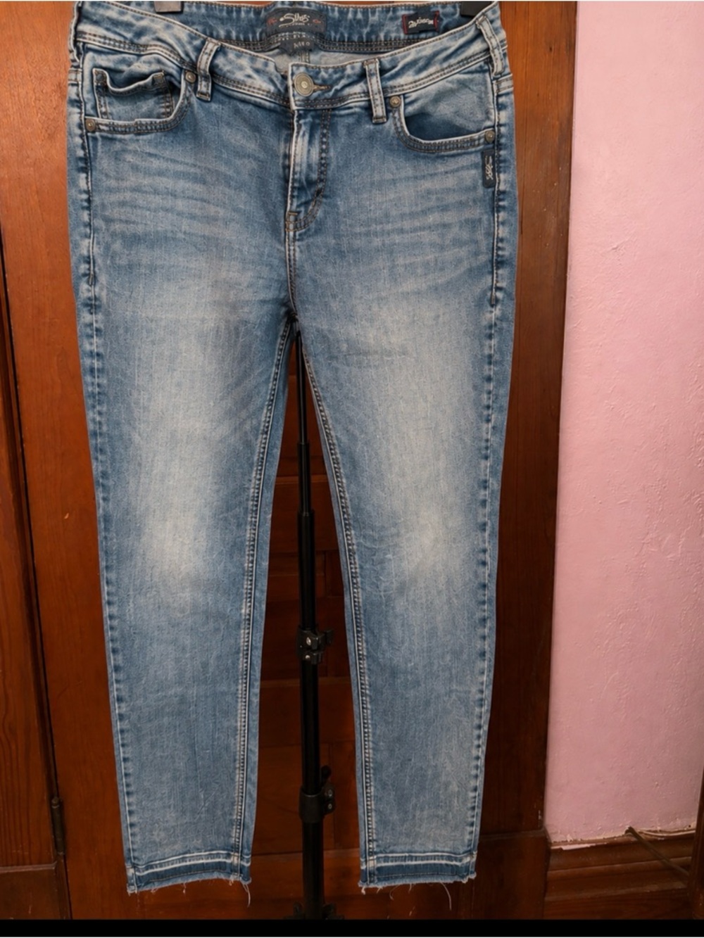 Silver Jeans Co. Light Blue Washed Denim Aiko Mid Ankle Skinny Jeans Size 16/L27